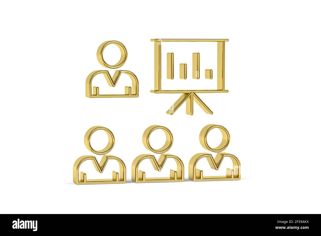Golden 3d presentation icon isolated on white background - 3D render ...