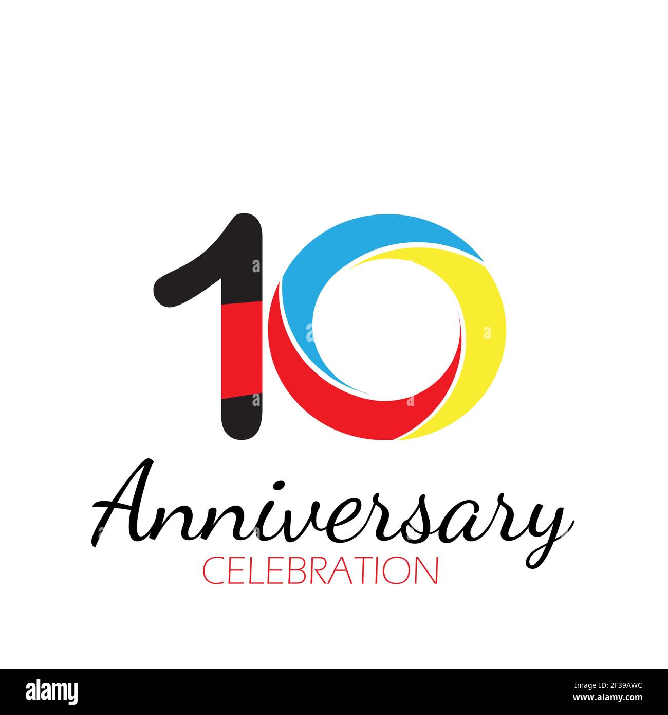 10 YEAR ANNIVERSARY CELEBRATION VECTOR DESIGN TEMPLATE ILLUSTRATION Stock Vector