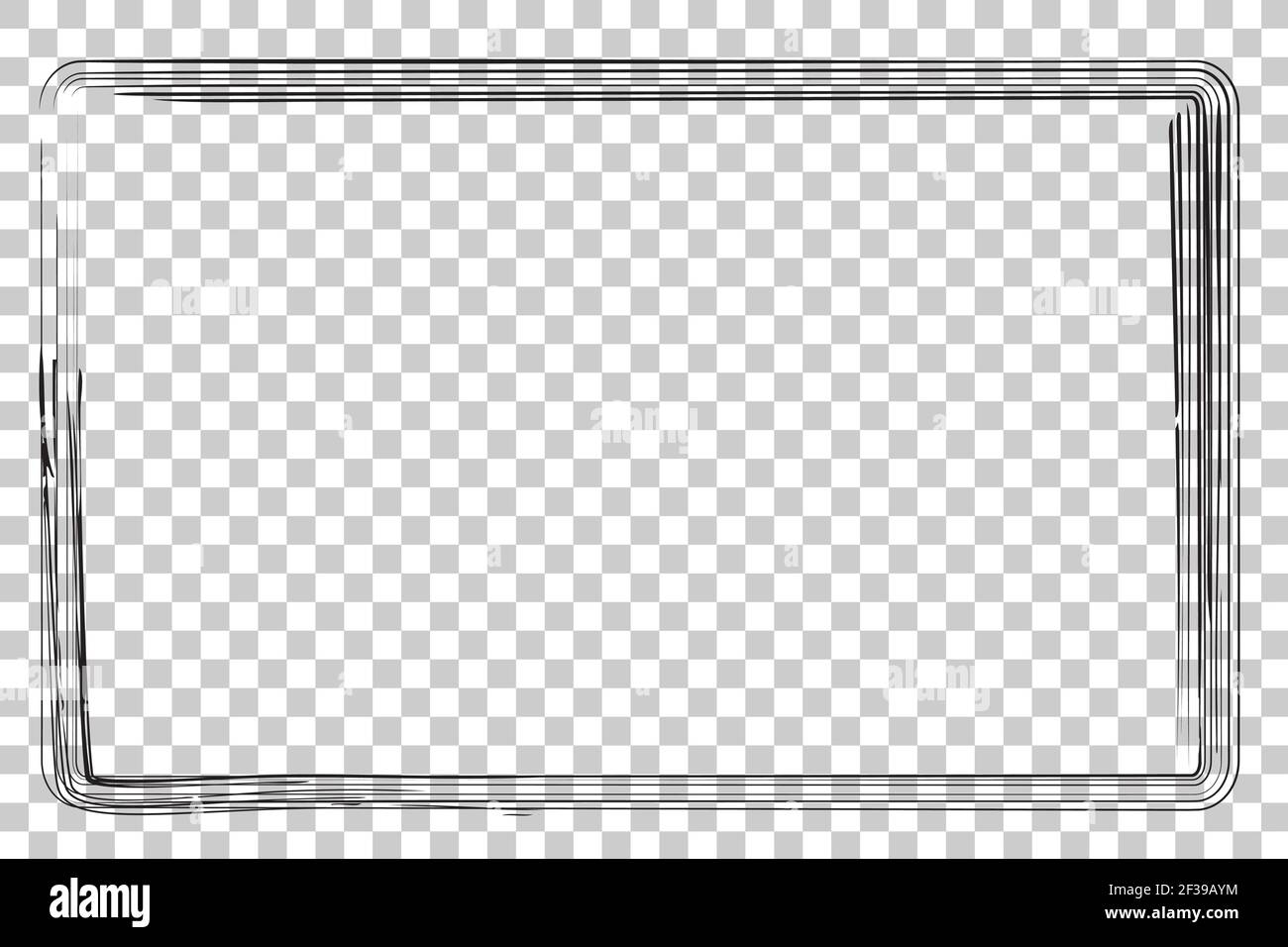 Hand Draw Sketch Rectangle Frame from Multiple Black thick mark for