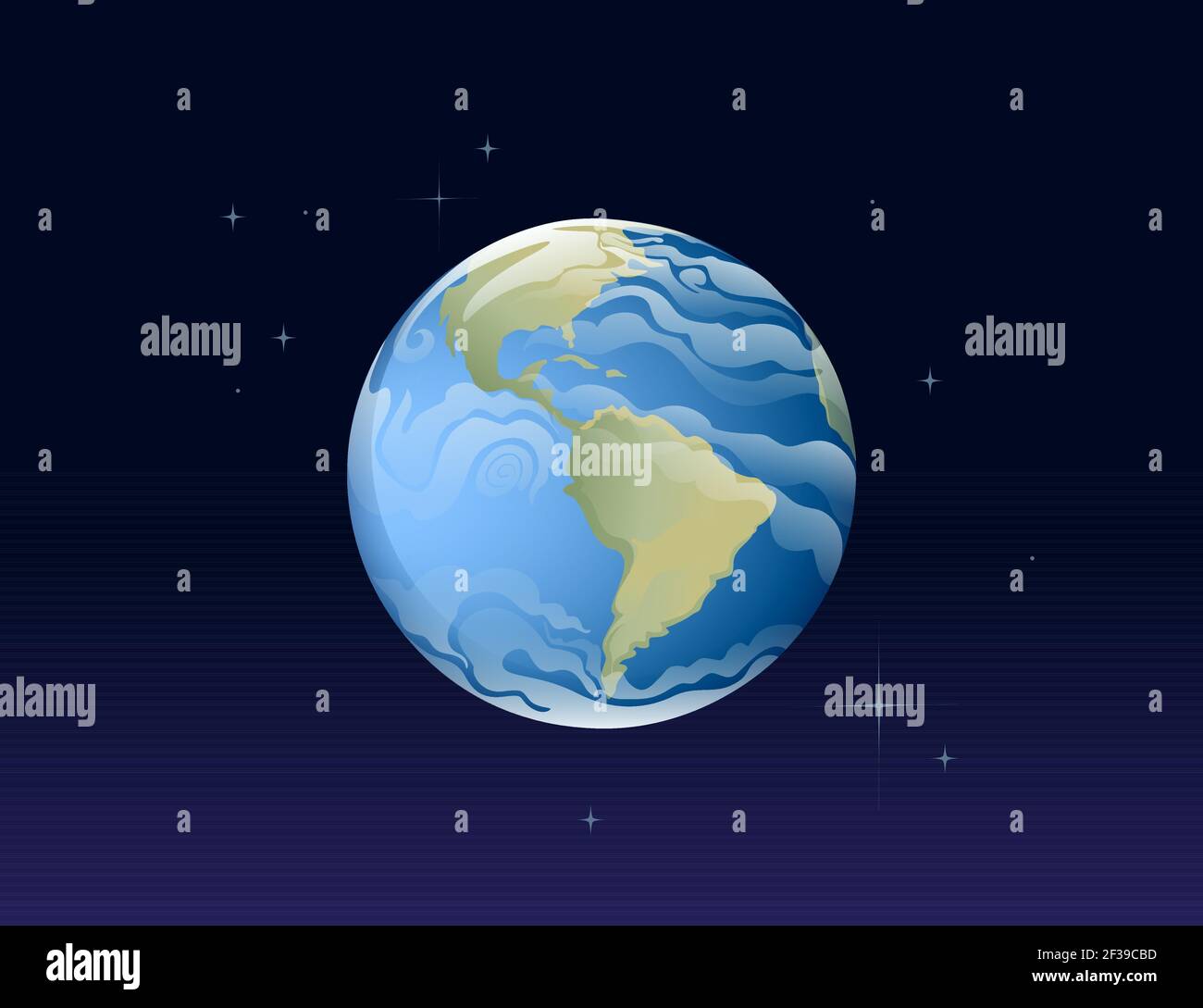 Solar system space object planet Earth vector illustration on deep sky ...