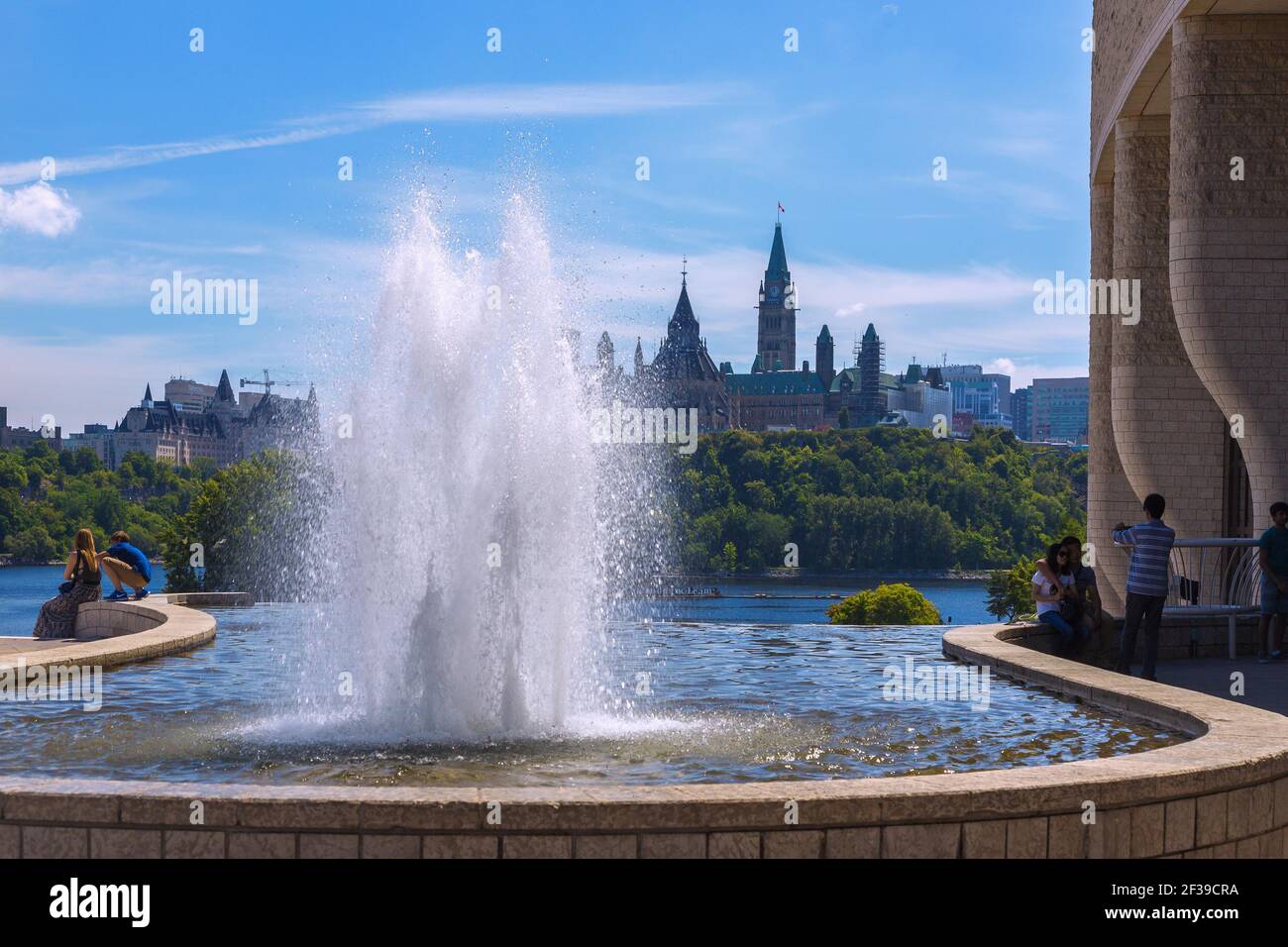 geography / travel, Canada, Ottawa, Parliament Hill, château Laurier, view from Canadian museum of His, Additional-Rights-Clearance-Info-Not-Available Stock Photo