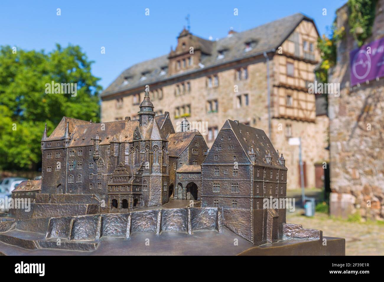 geography / travel, Germany, Hesse, Marburg, Marburg at the Lahn, landgrave's castle, mock-up of the c, Additional-Rights-Clearance-Info-Not-Available Stock Photo