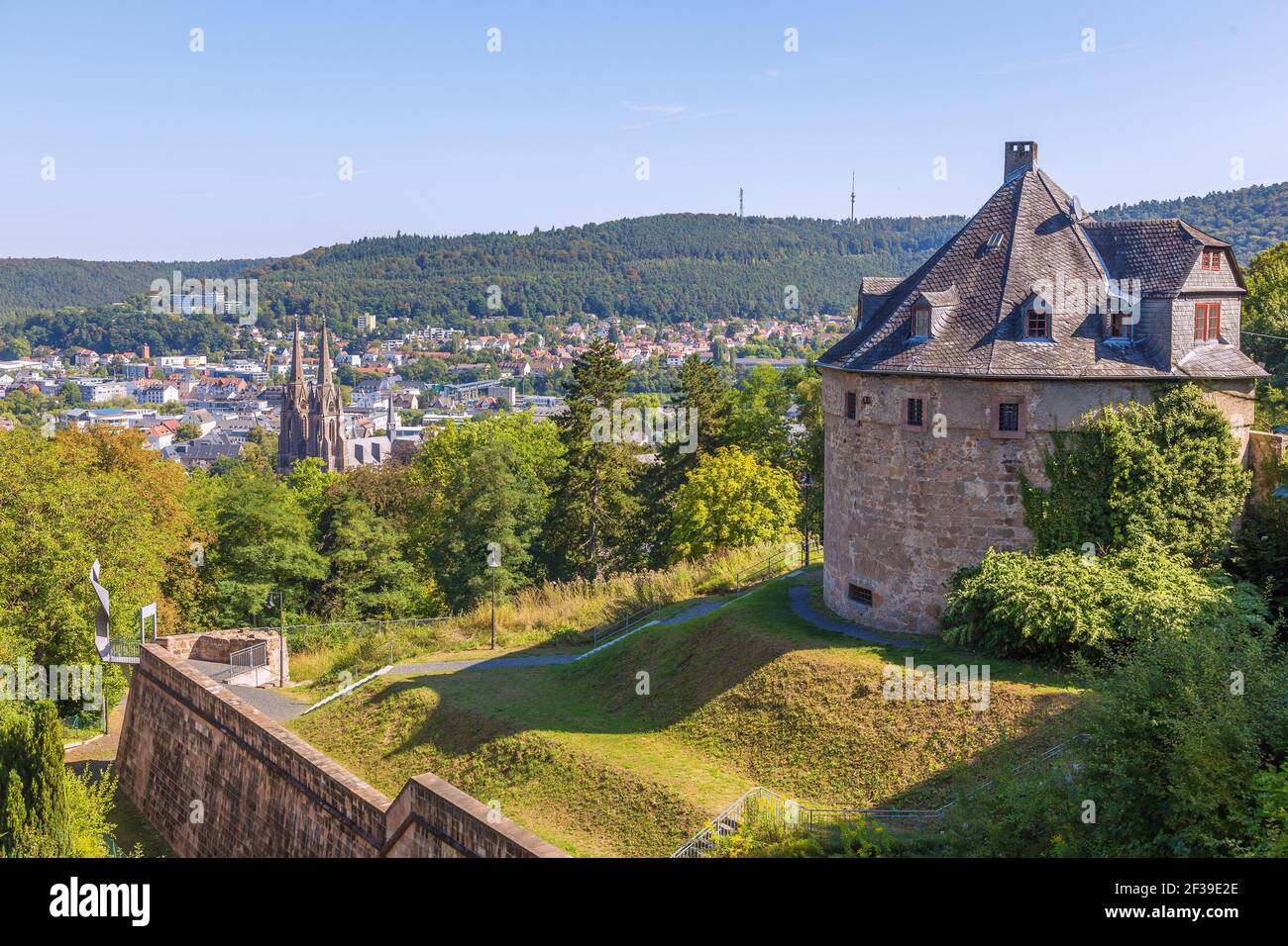 geography / travel, Germany, Hesse, Marburg, Marburg at the Lahn, landgrave's castle, Hexenturm (Witch, Additional-Rights-Clearance-Info-Not-Available Stock Photo