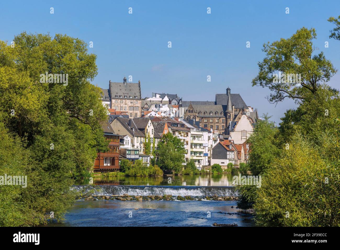 geography / travel, Germany, Hesse, Marburg, Marburg at the Lahn, city view of Trojedamm, landgrave's , Additional-Rights-Clearance-Info-Not-Available Stock Photo