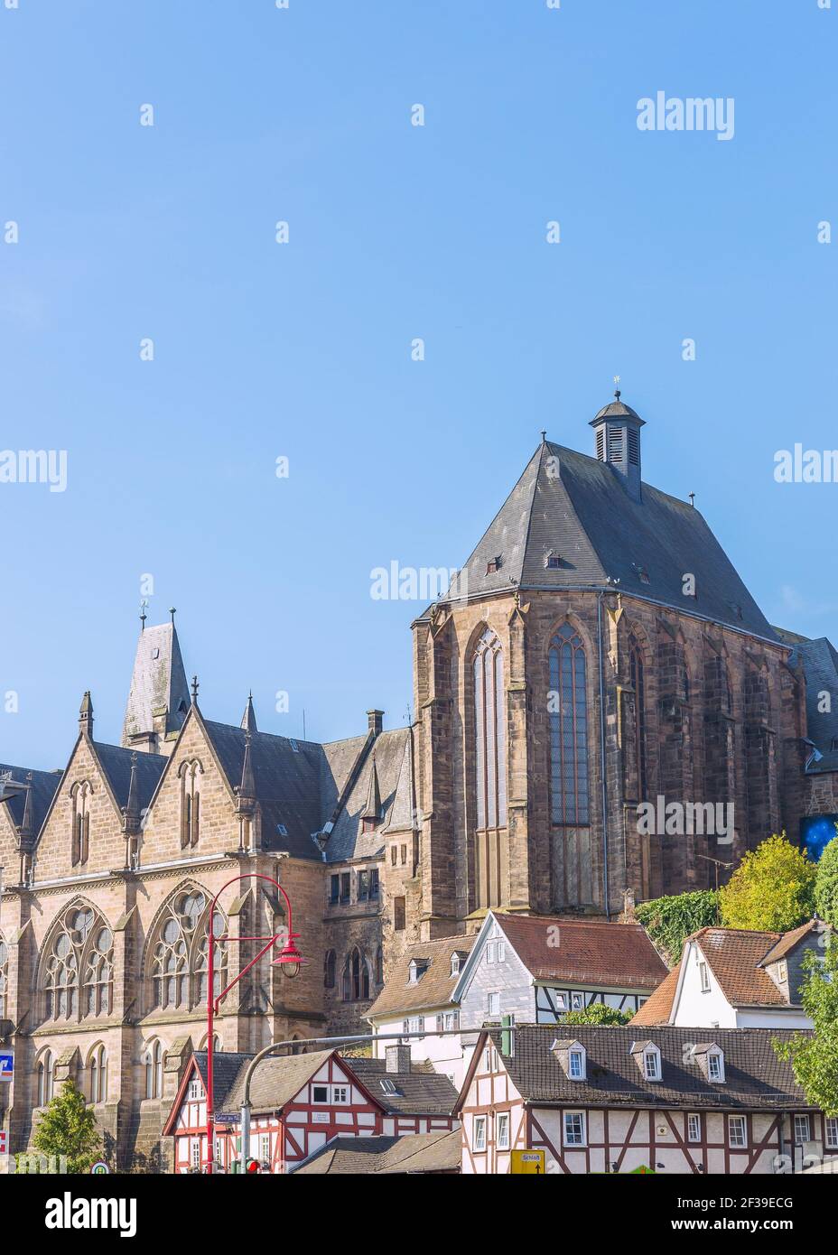 geography / travel, Germany, Hesse, Marburg, Marburg at the Lahn, Old university and university church, Additional-Rights-Clearance-Info-Not-Available Stock Photo