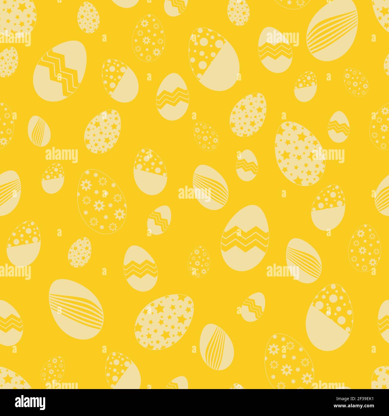 Vector seamless pattern with ornamental easter eggs. Easter yellow holiday background for printing on fabric, paper for scrapbooking, gift wrap and wa Stock Vector