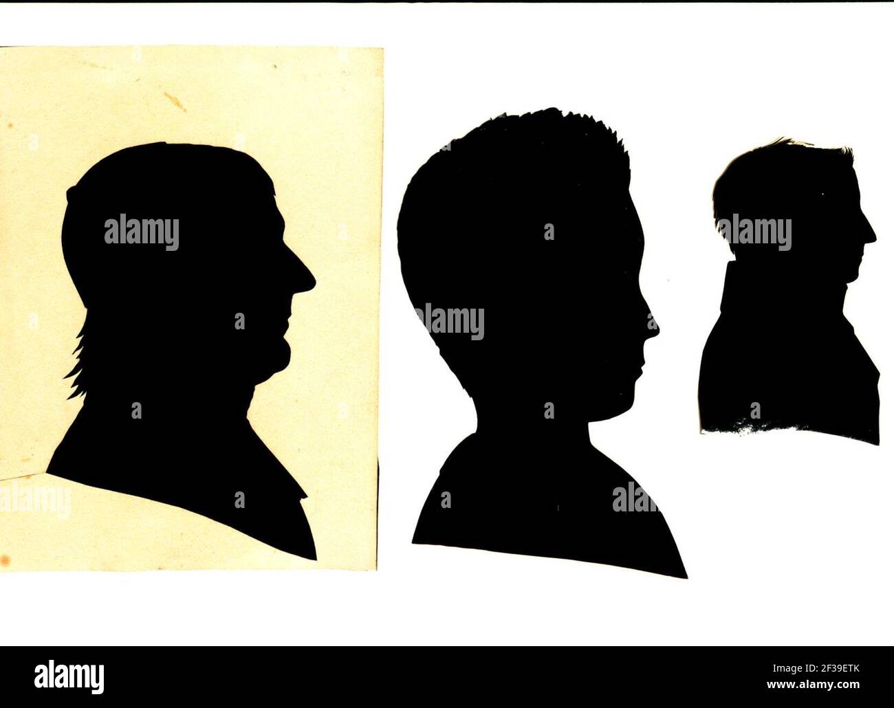 Profils masculins découpés, 19e s. Stock Photo