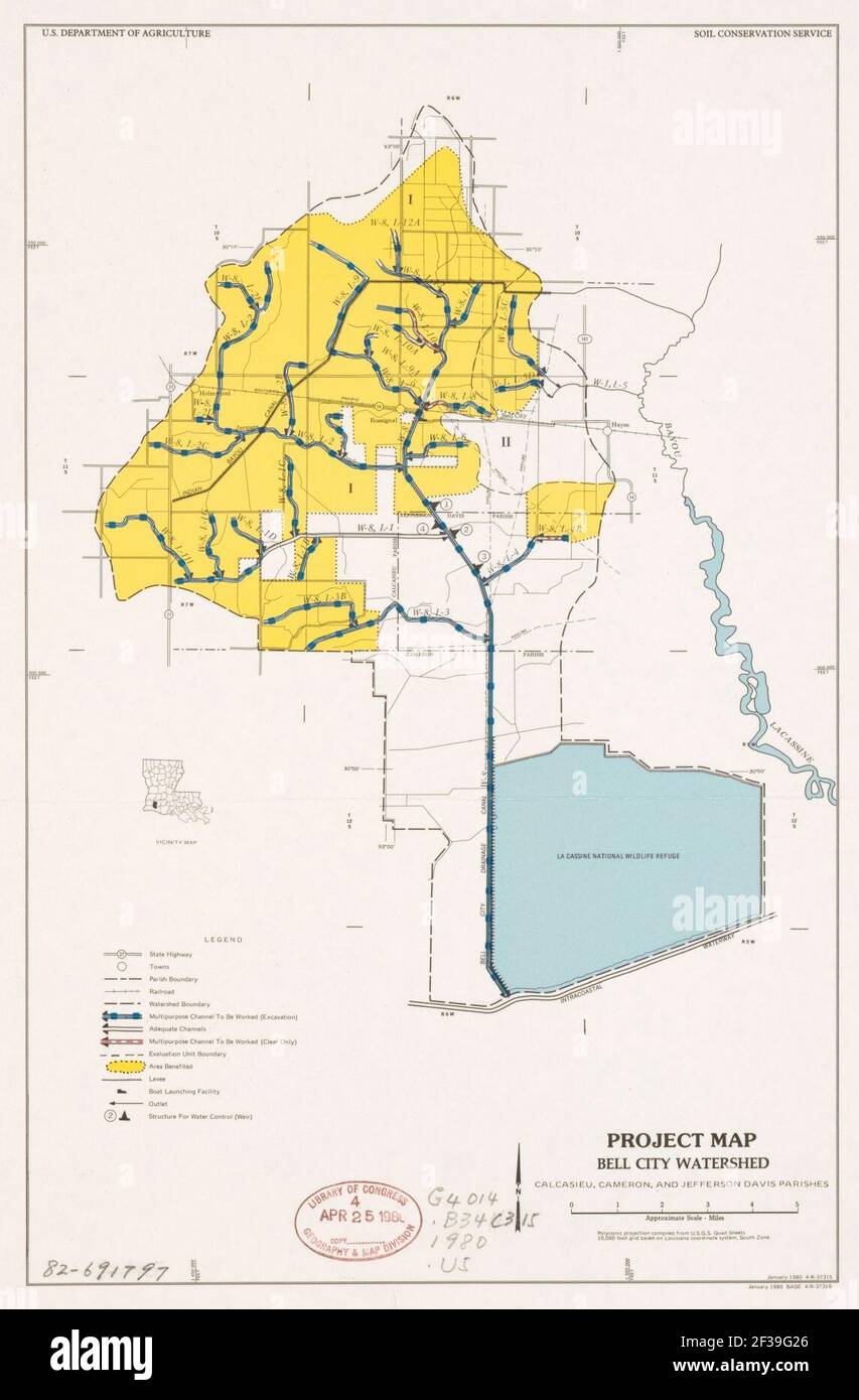 Project map, Bell City watershed, Calcasieu, Cameron, and Jefferson
