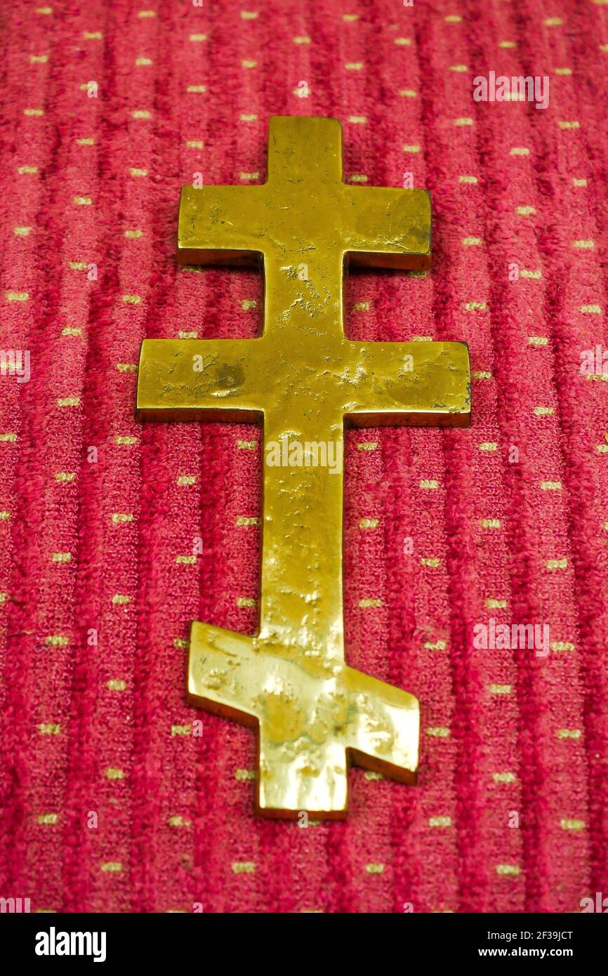 Orthodox cross, Cross, France Stock Photo