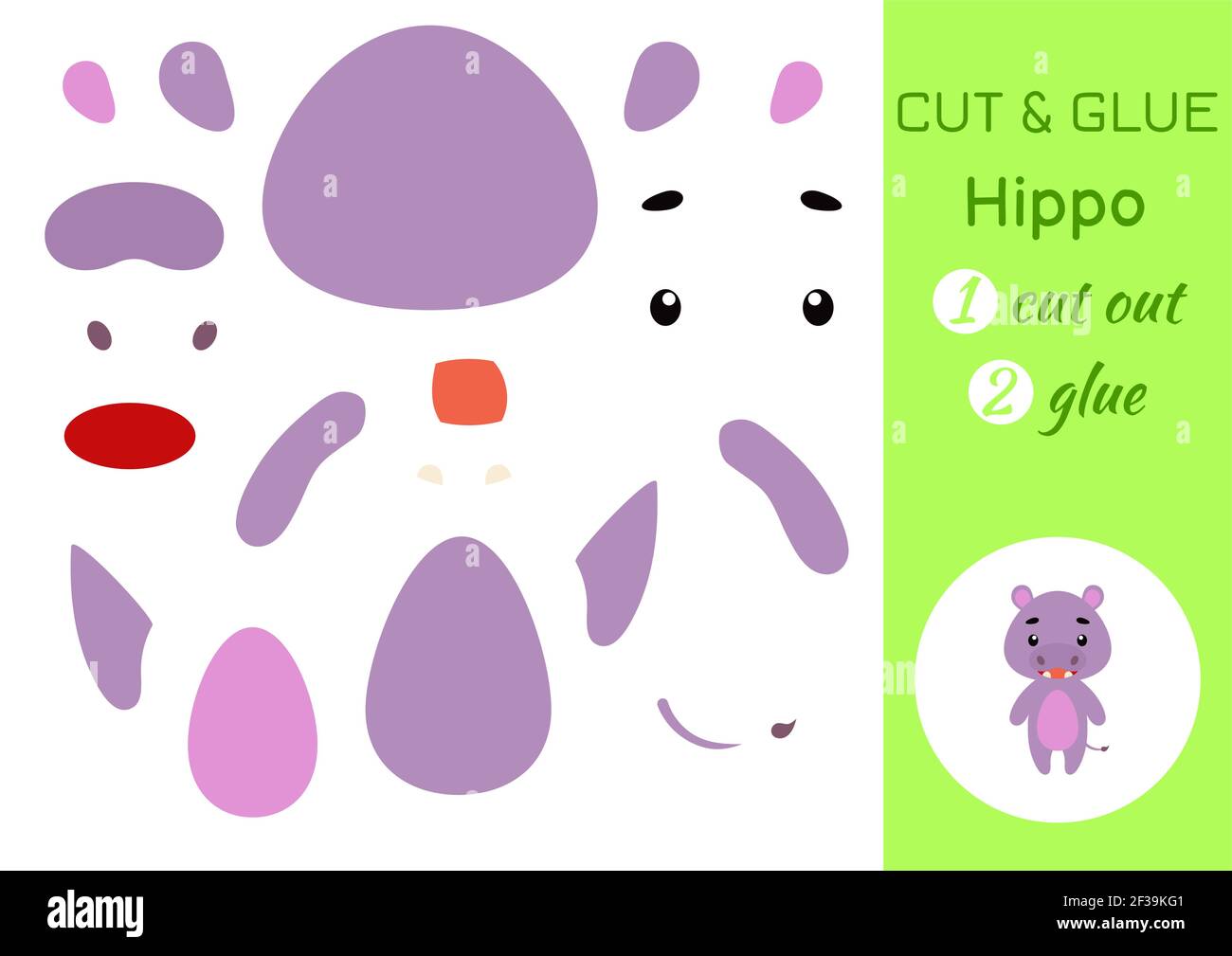 Cut and glue paper little hippo. Kids crafts activity page. Educational ...