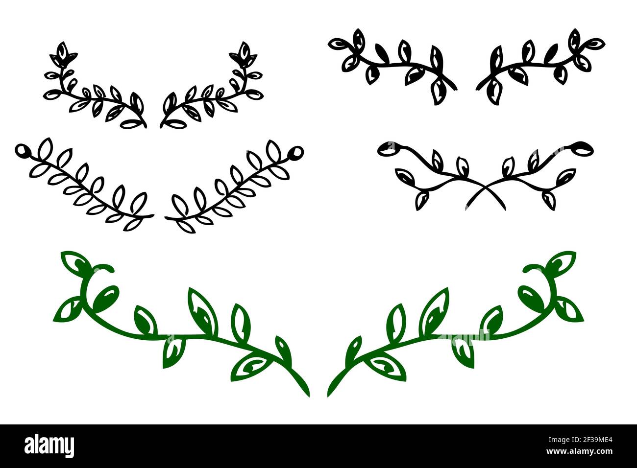 Vector Black Hand Draw Sketch Laurel Wreath Stock Vector