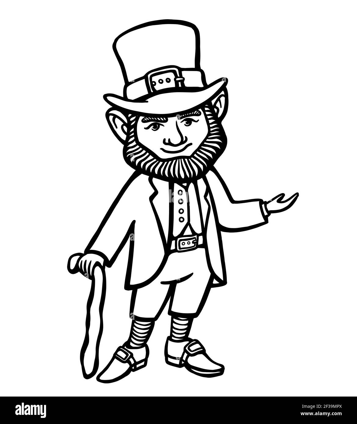 illustration of leprechaun. Vector isolated Hand drawn isolated  illustration. stock irish pub illustration. Saint Patrick holiday Line  print Stock Vector Image \u0026 Art - Alamy, image size:1170x1390