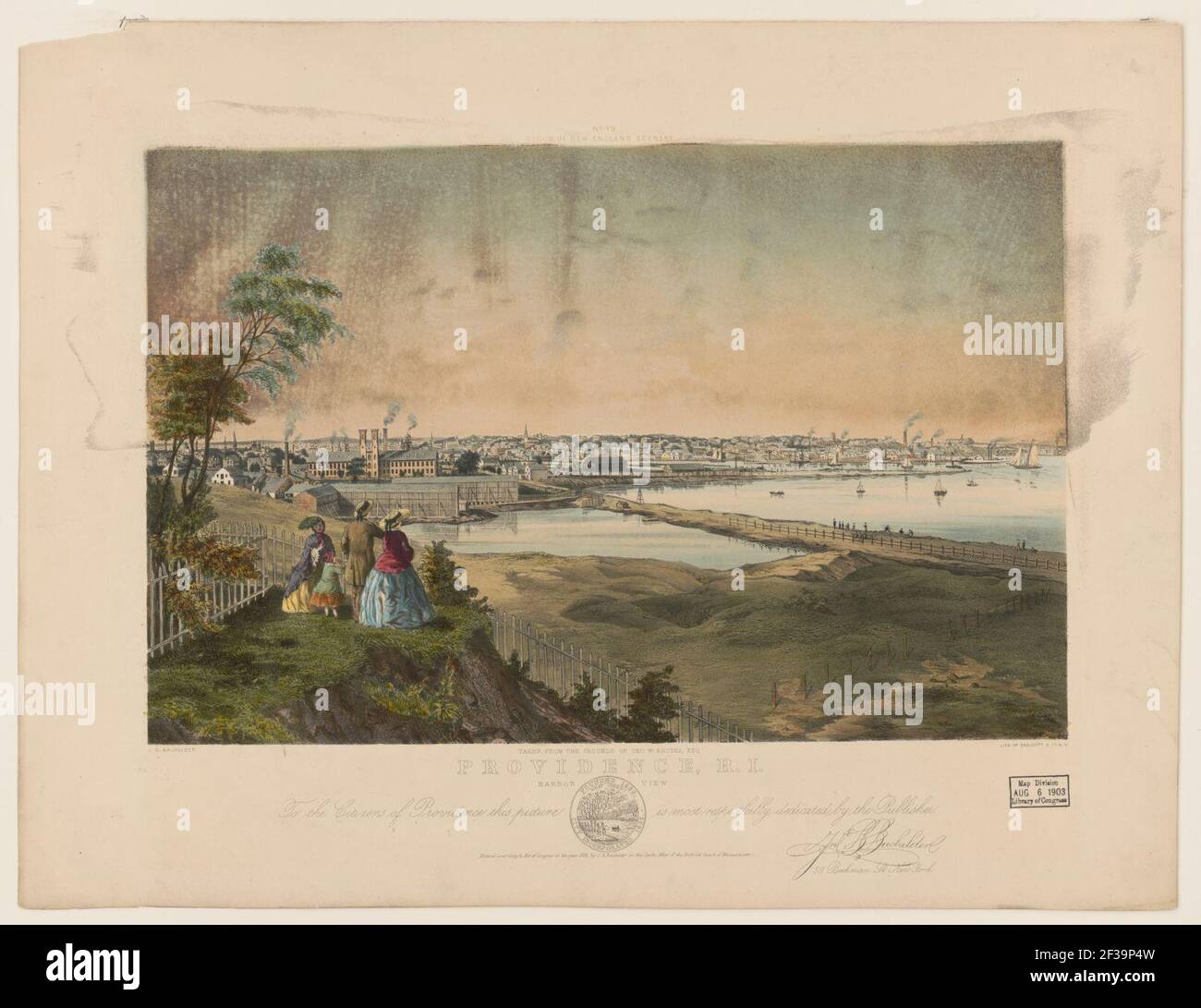 Providence, R.I., harbor view, taken from the grounds of Geo. W. Rhodes, Esq. - J.B. Bachelder ; lith. of Endicott & Co., N.Y. Stock Photo