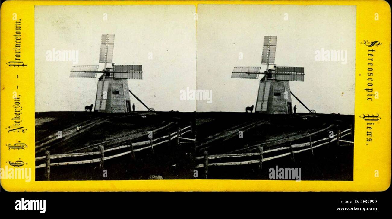 Provincetown windmill stereoscope. Stock Photo