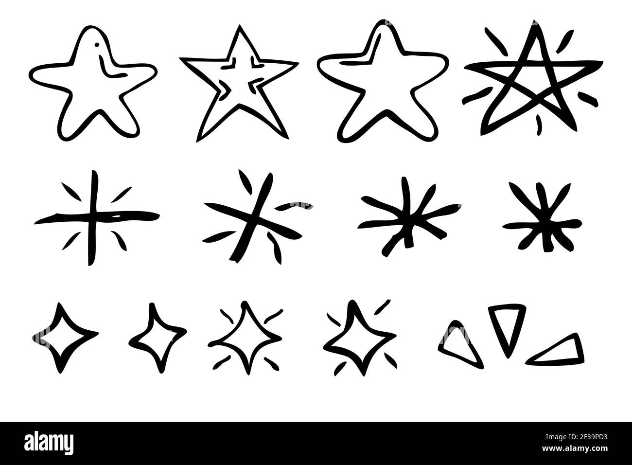 Outline Set, vector hand draw sketch, star or shine effect Stock Vector ...