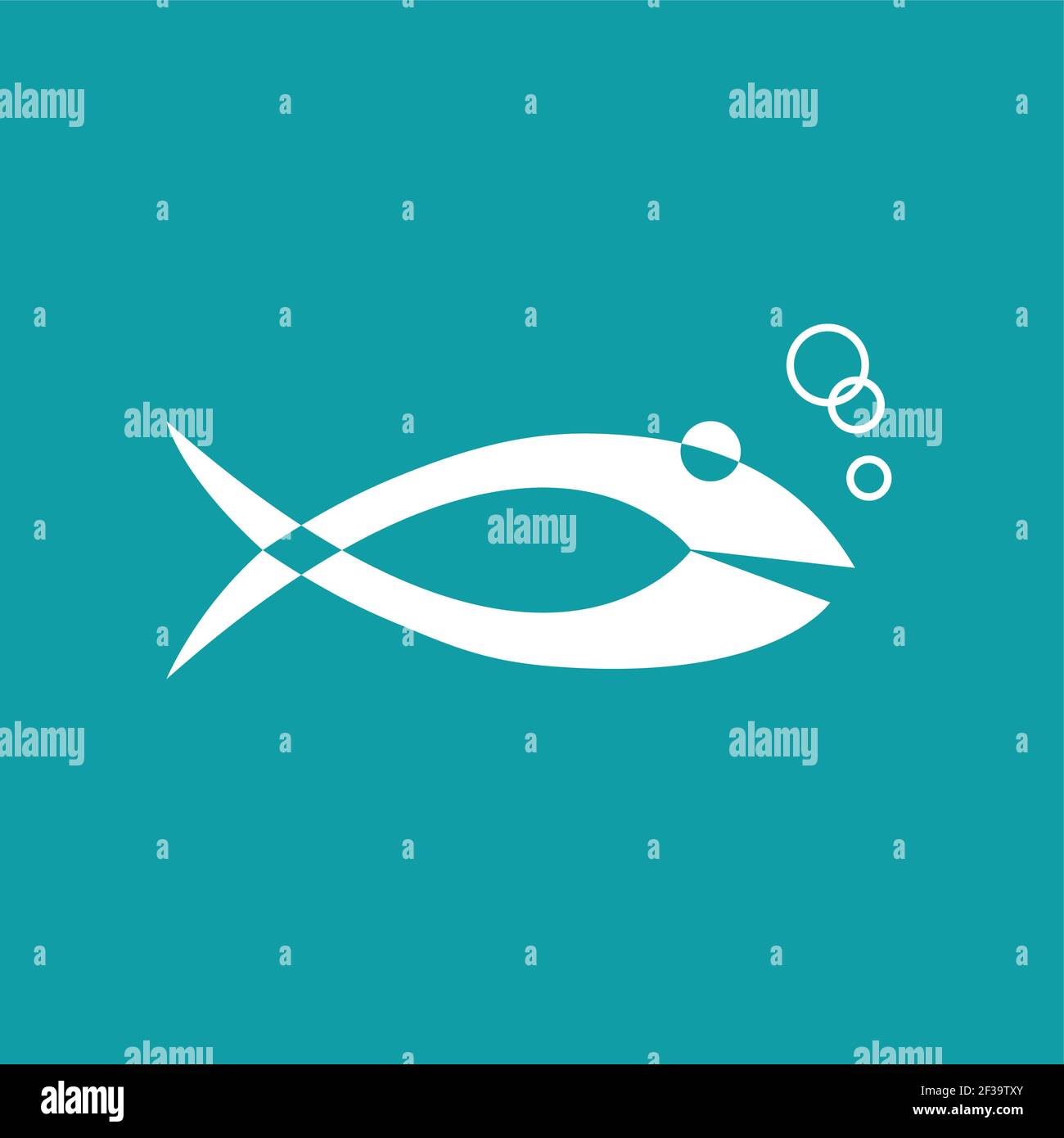 Vector logo abstract fish on blue background Stock Vector