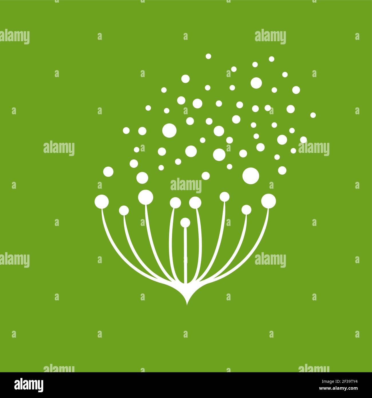 Vector logo flower seeds flying in the wind Stock Vector