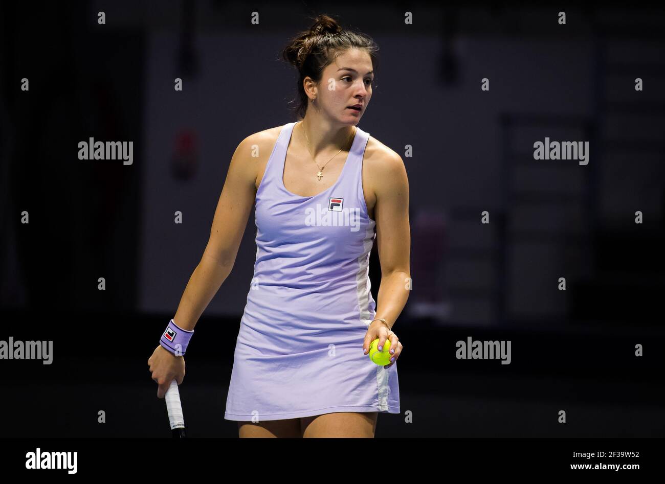 Margarita Gasparyan of Russia playing doubles at the 2021 St Petersburg  Ladies Trophy, WTA 500 tennis tournament on March 15, 2021 at the Sibur  Arena in St Petersburg, Russia - Photo Rob