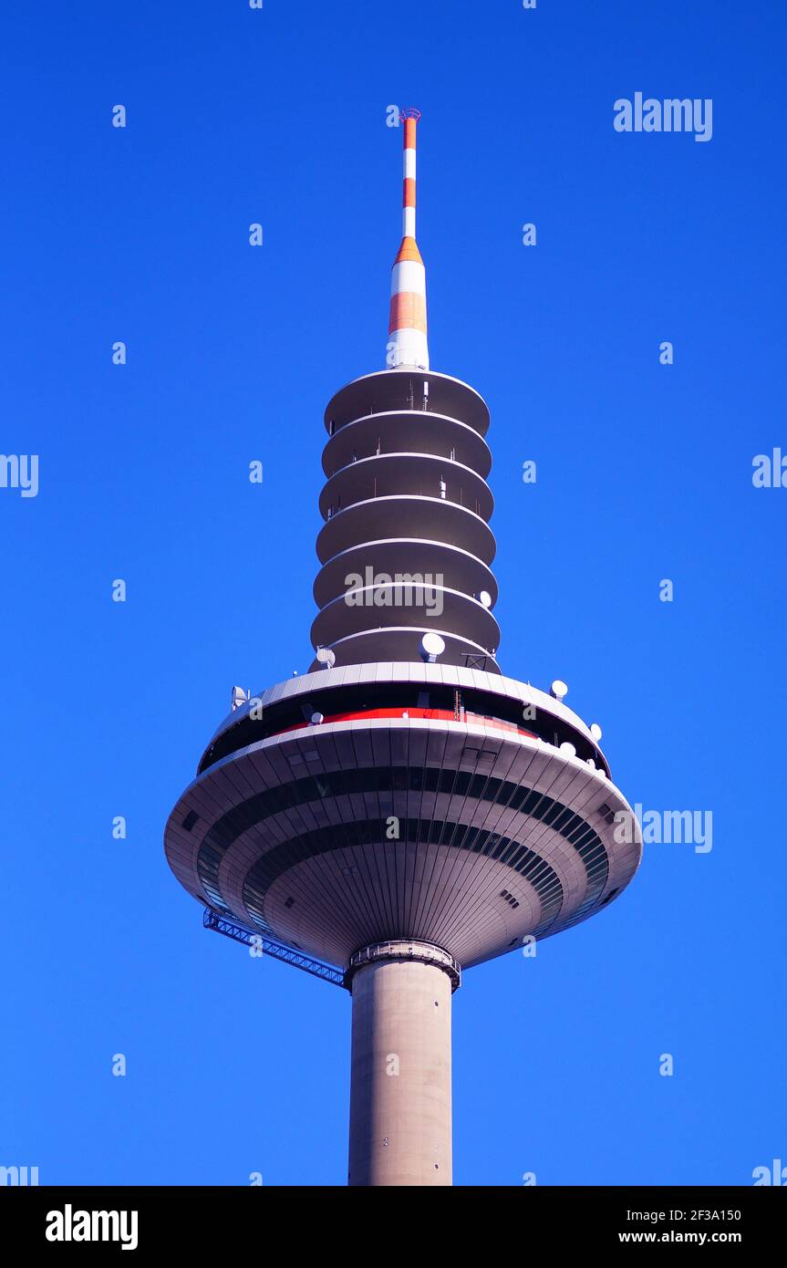 FRANKFURT, GERMANY - Mar 08, 2021: View of the Frankfurt TV tower. Called "Europaturm" or "Ginnheimer Spargel" Stock Photo