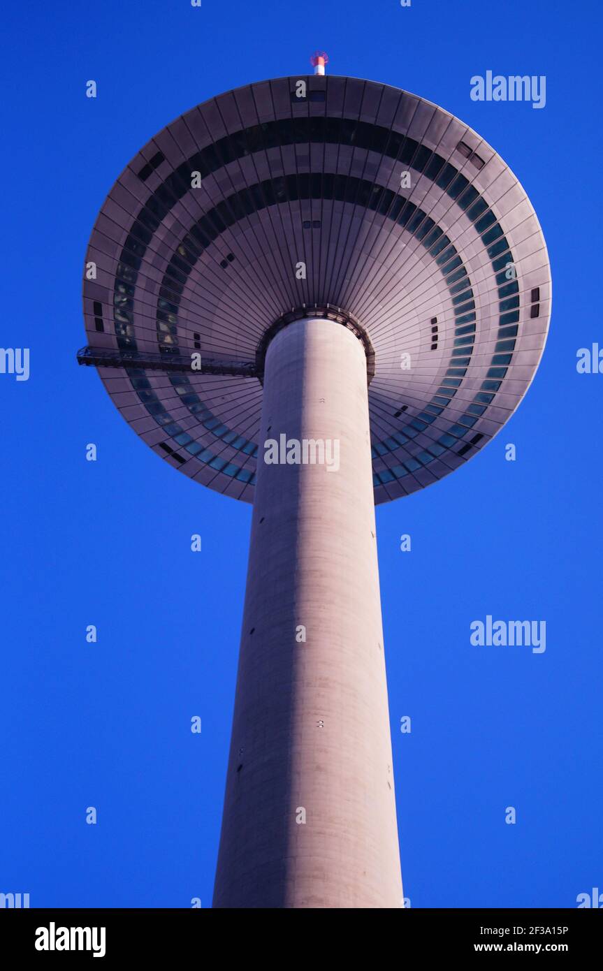 FRANKFURT, GERMANY - Mar 08, 2021: View of the Frankfurt TV tower. Called "Europaturm" or "Ginnheimer Spargel" Stock Photo