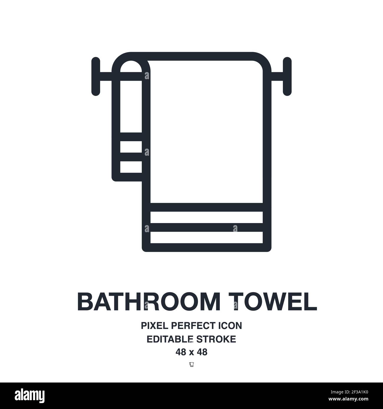 Bathroom towel or dishcloth editable stroke outline vector icon ...