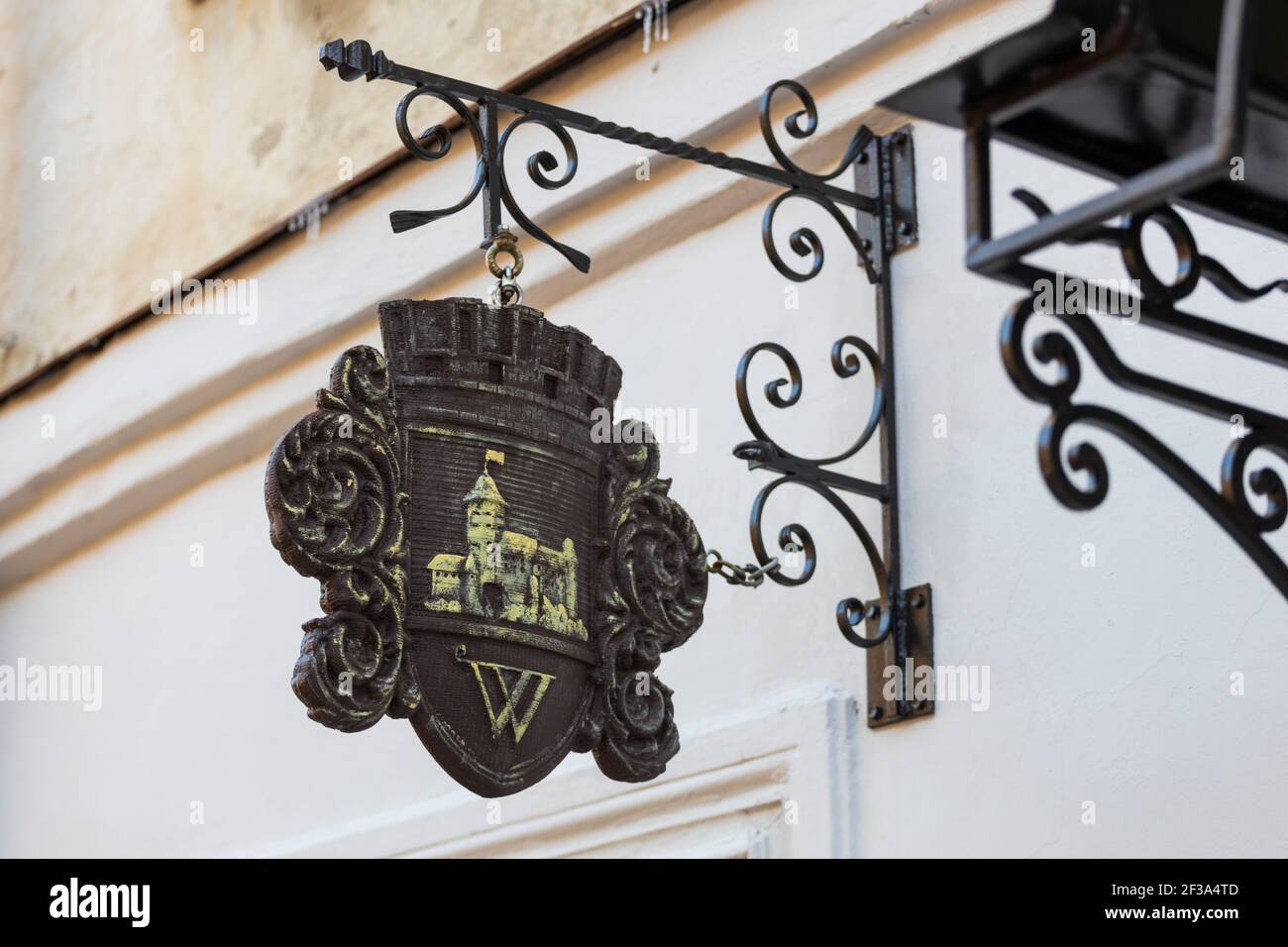 Russia Store Sign 03.03.2021 Russia Vyborg. Old vintage shop sign on the city wall. High ...