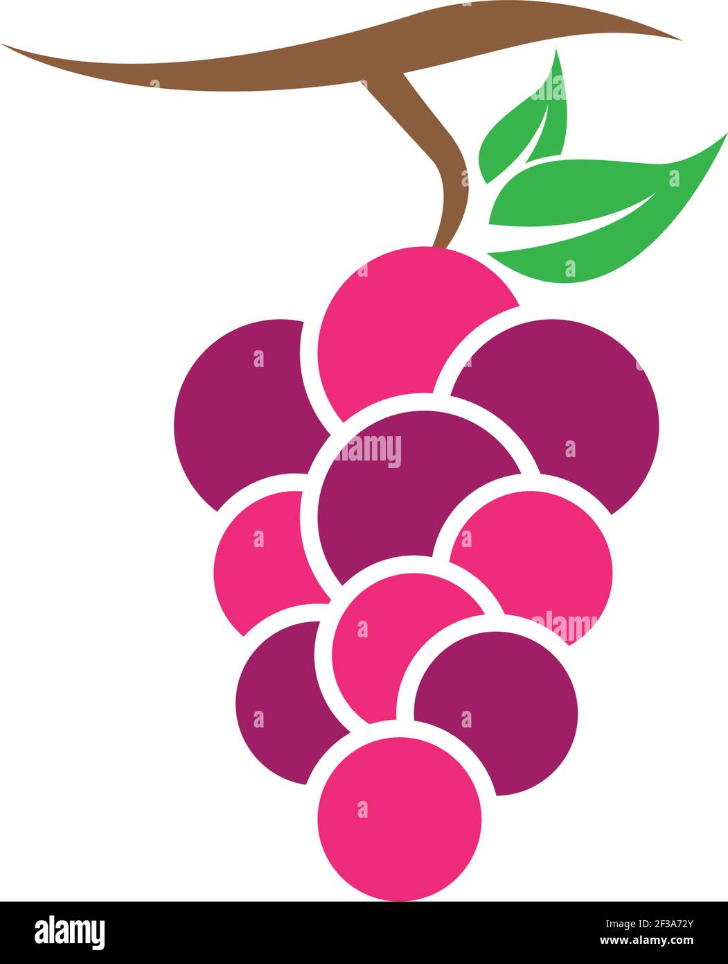 Bunch of wine grapes with leaf icon for food apps and websites Stock Vector