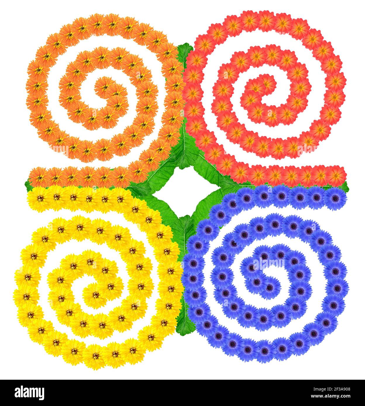 Native symbol of Unity in Strength made from flowers. Isolated handmade