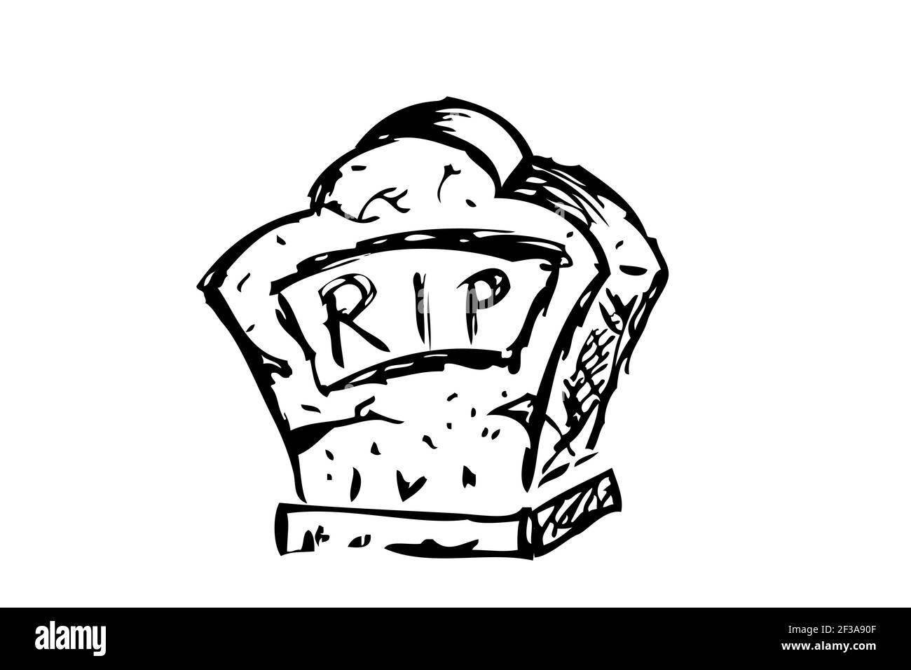 Vector Doodle Hand Draw Sketch, Christian Stone Grave and grass