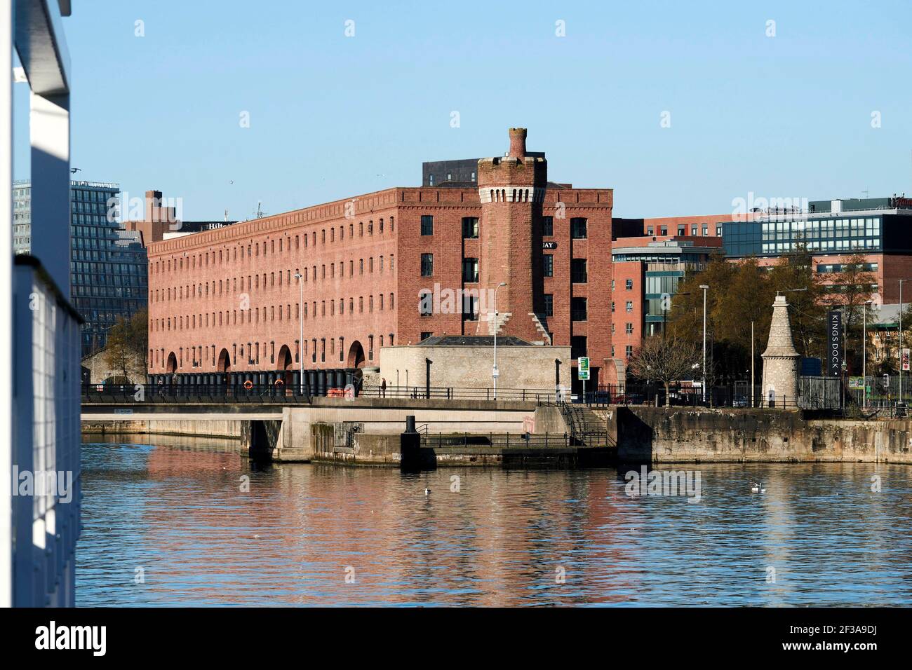 Looking into Liverpool Waterfront across Albert Dock, Merseyside, north west England, UK Stock Photo