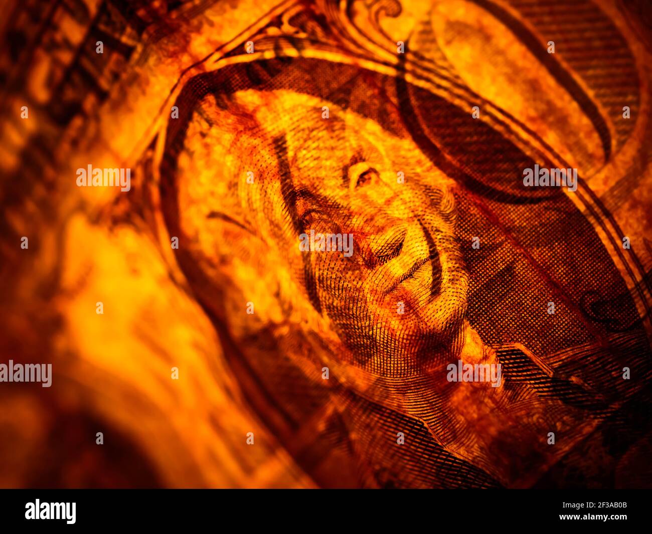 Macro photograph of a one dollar bill. George Washington portrait on ...