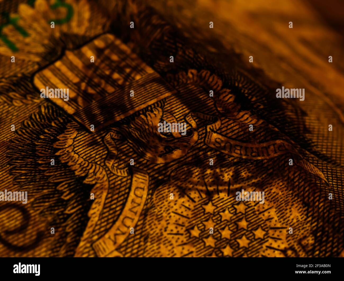 Macro photograph of a one dollar bill. George Washington portrait on ...