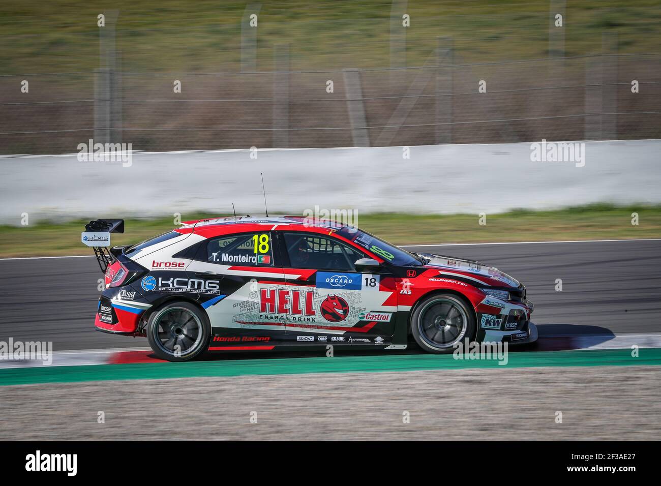 18 TIAGO MONTEIRO (PORTUGAL),KCMG,HONDA CIVIC TYPE R TCR, action during the 2019 FIA WTCR World Touring Car Tests at Barcelone, Spain, March 27 to 29 - Photo Alexandre Guillaumot / DPPI Stock Photo
