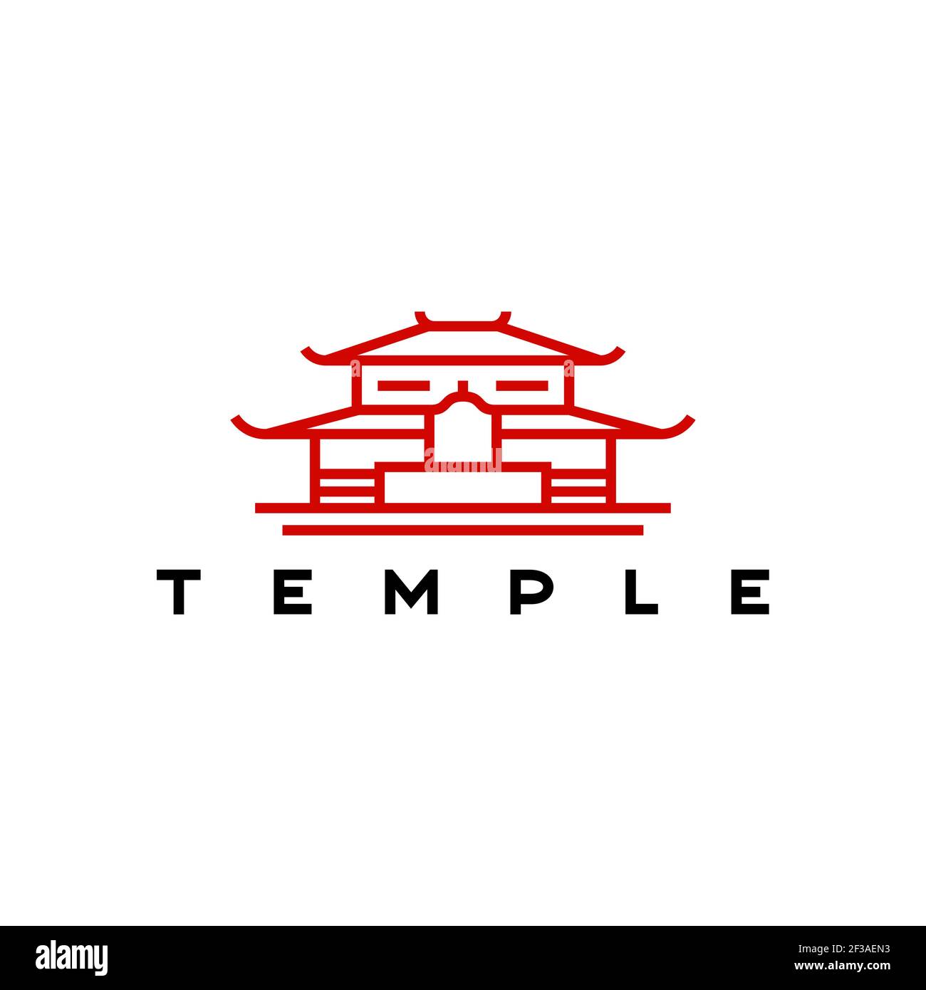 Vintage Retro Monoline Temple Logo Design Illustration Stock Vector