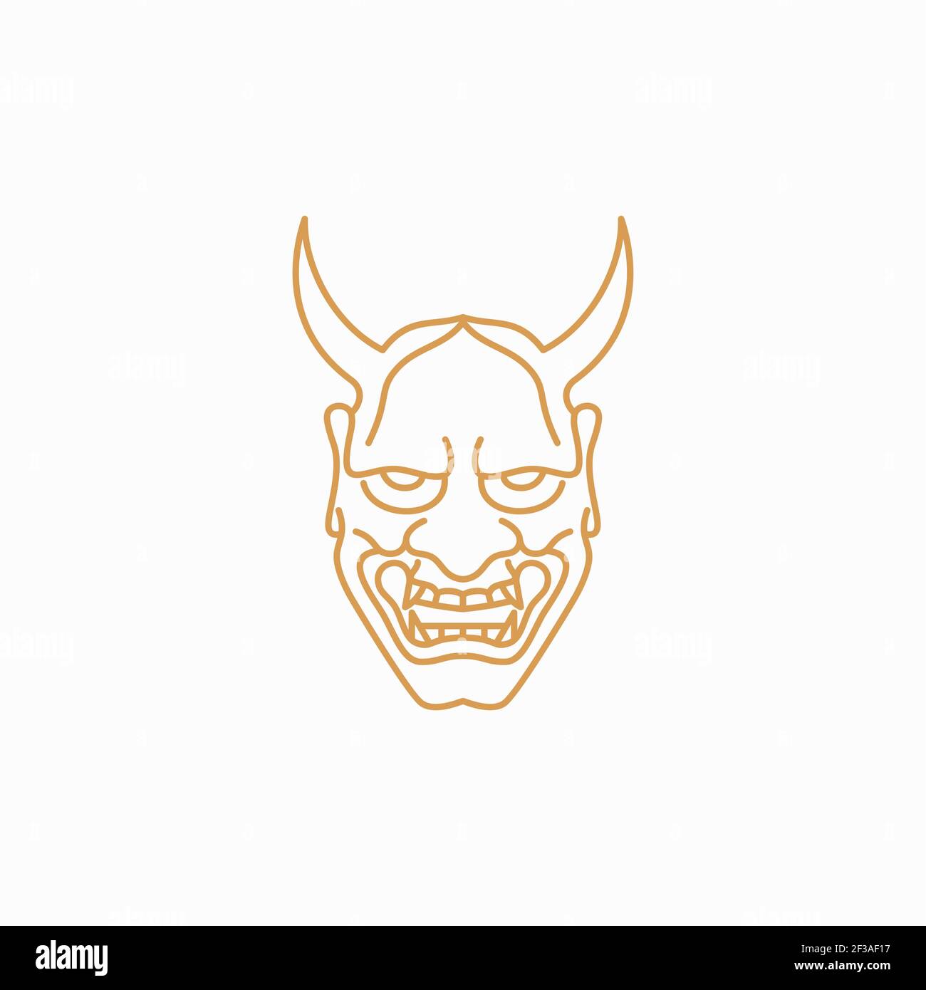 Japanese Demon Oni Mask Logo Design Stock Vector