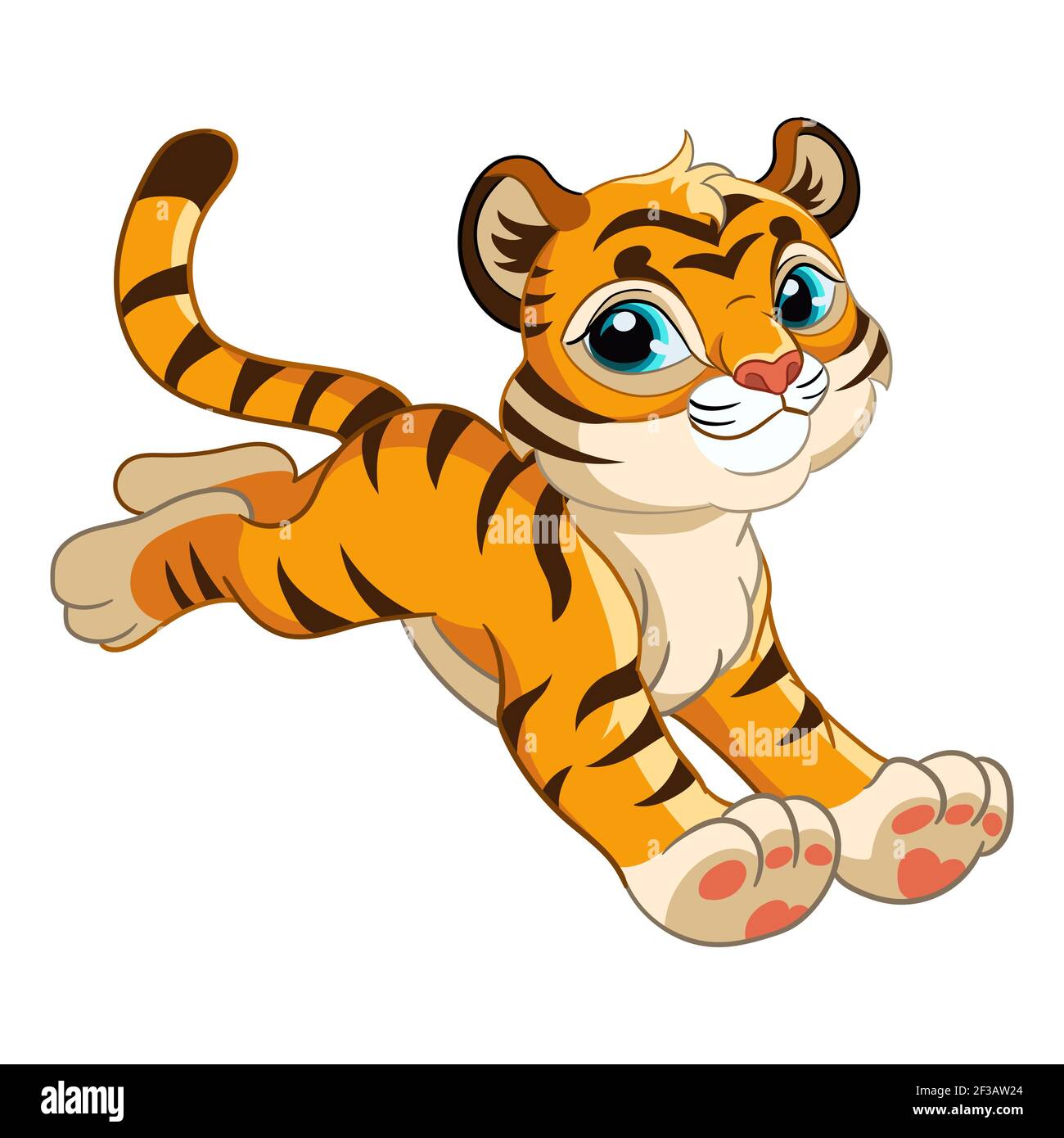 Little jumping tiger. Cartoon character. Vector isolated colorful  illustration. For print and design, posters, nursery design, cards,  stickers, room d Stock Vector Image & Art - Alamy