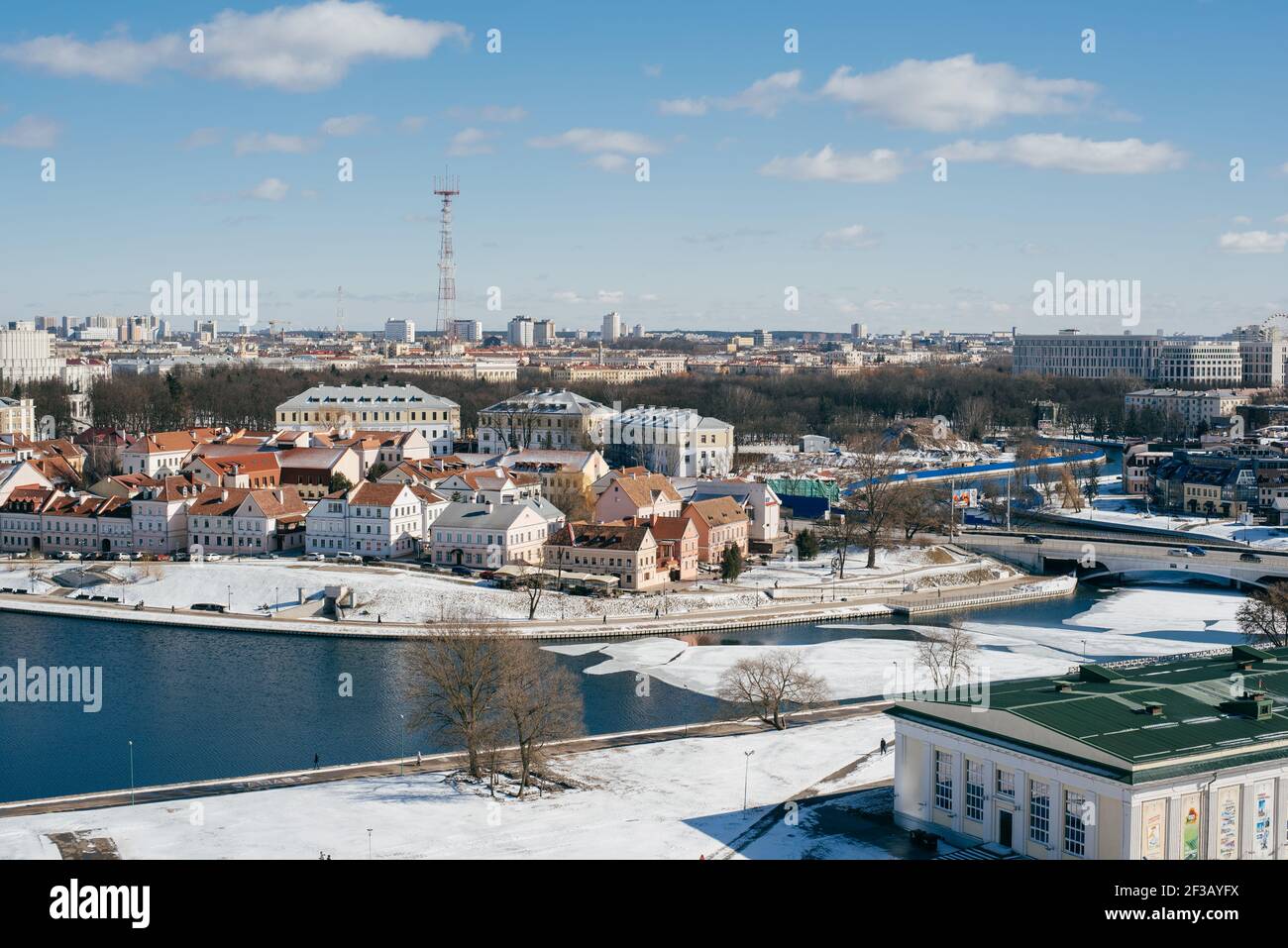 View of sunny Minsk Belarus from a height Stock Photo