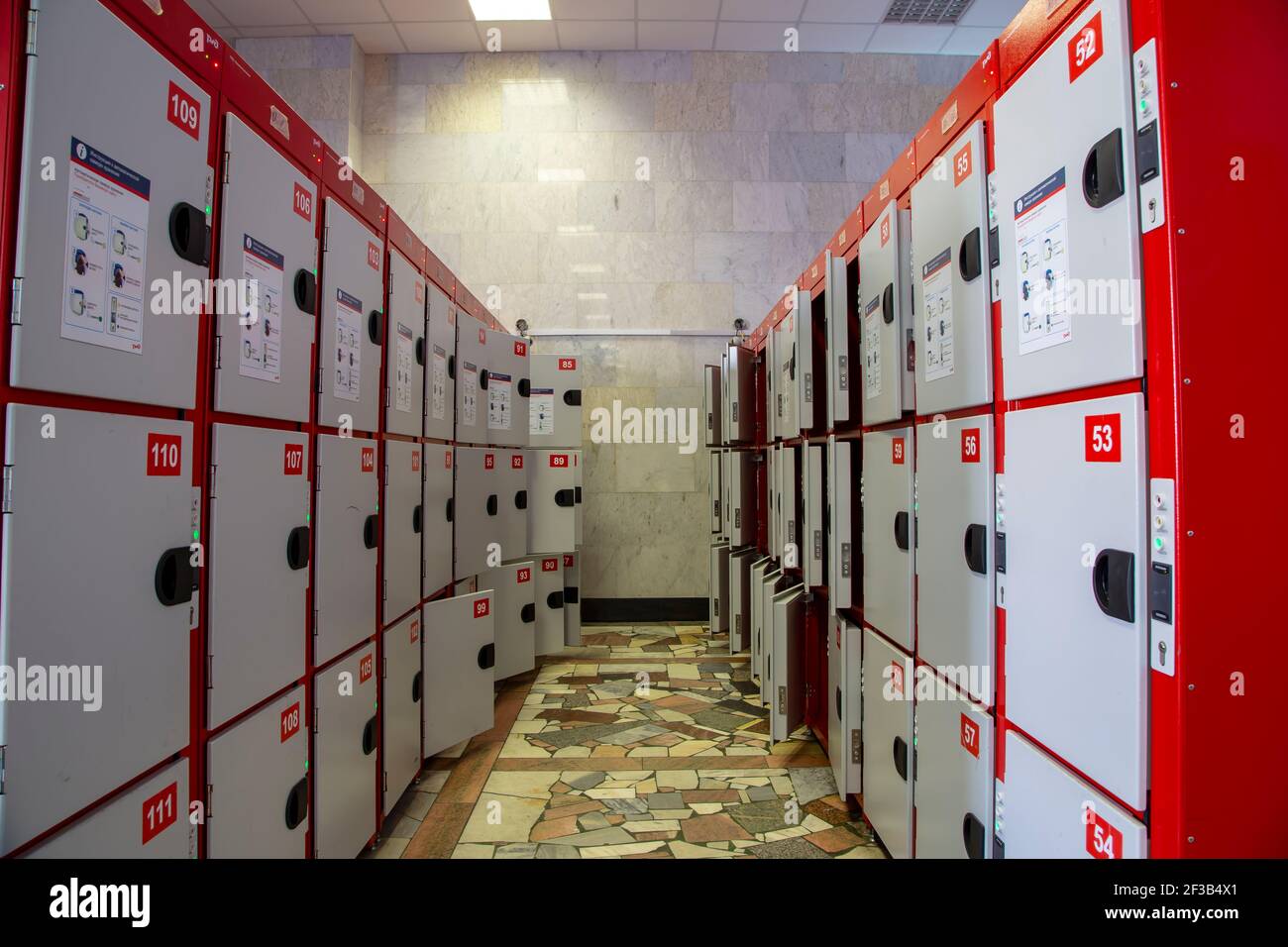 Russian Locker Lockers cabinets in a locker room. lockers at a railway station on ...