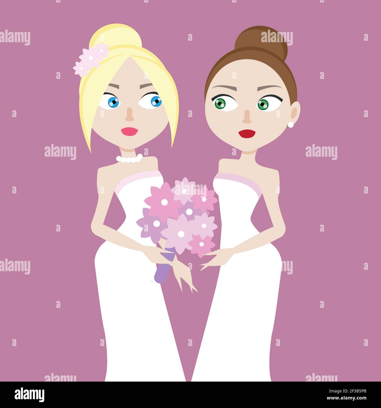 Two brides at the wedding Stock Vector