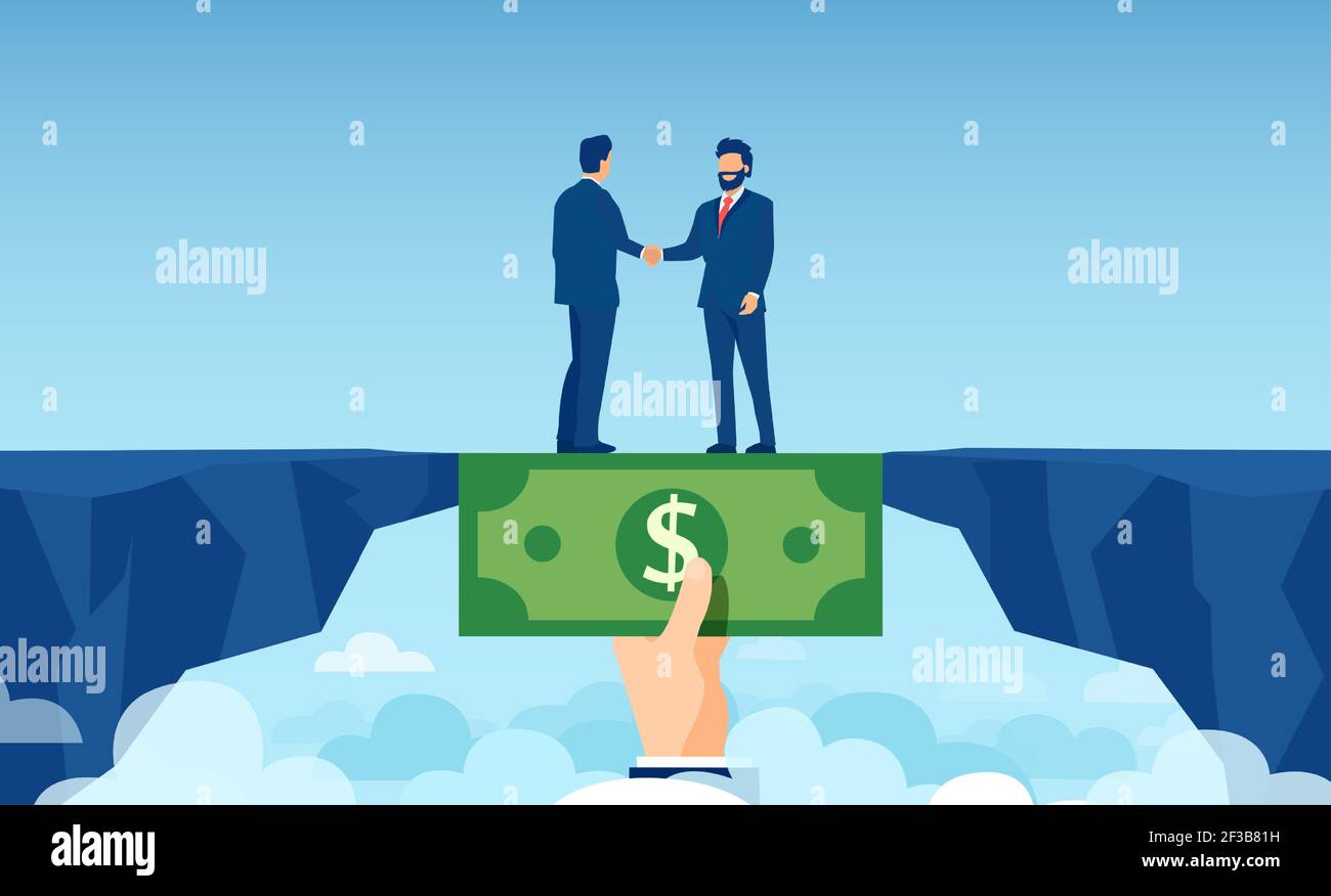 Vector of a helping hand with dollar bill bridging economy gap assisting  business people to overcome financial difficulties Stock Vector Image & Art  - Alamy