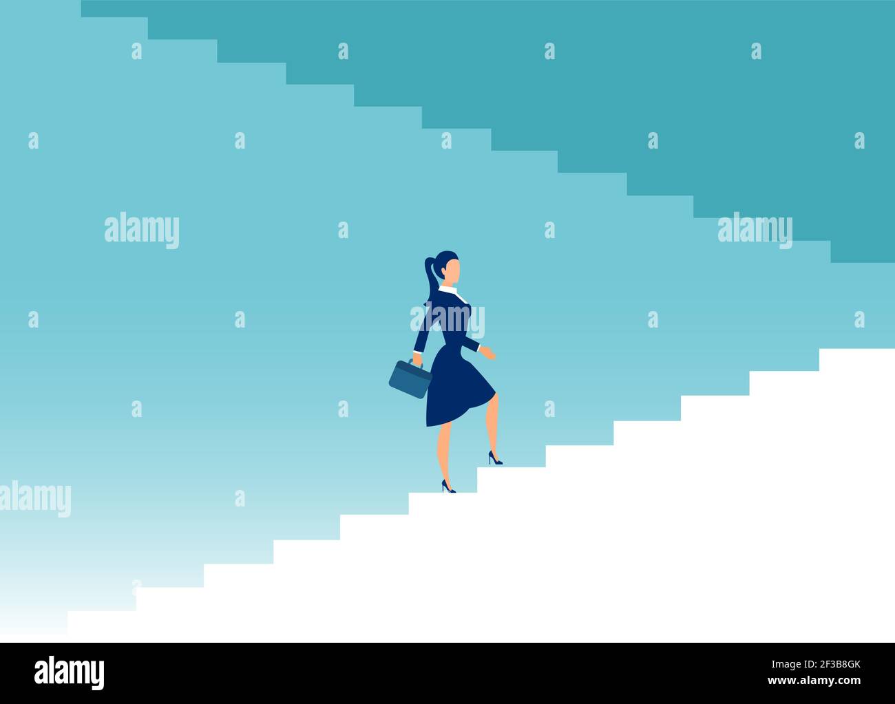 Vector of a businesswoman climbing up the stairs of success Stock ...