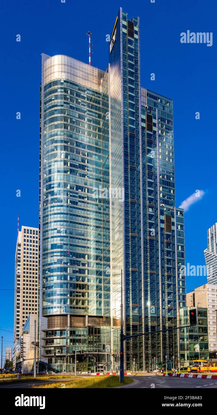 Warsaw, Poland - May 22, 2020: Rondo 1 - Rondo One - office skyscraper at Rondo ONZ circle in Srodmiescie business district of Warsaw Stock Photo