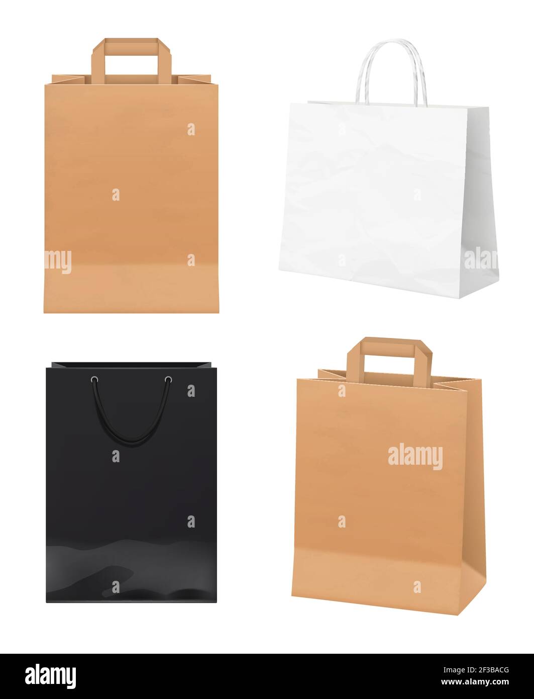 Paper bags empty. Identity packages from white and kraft paper
