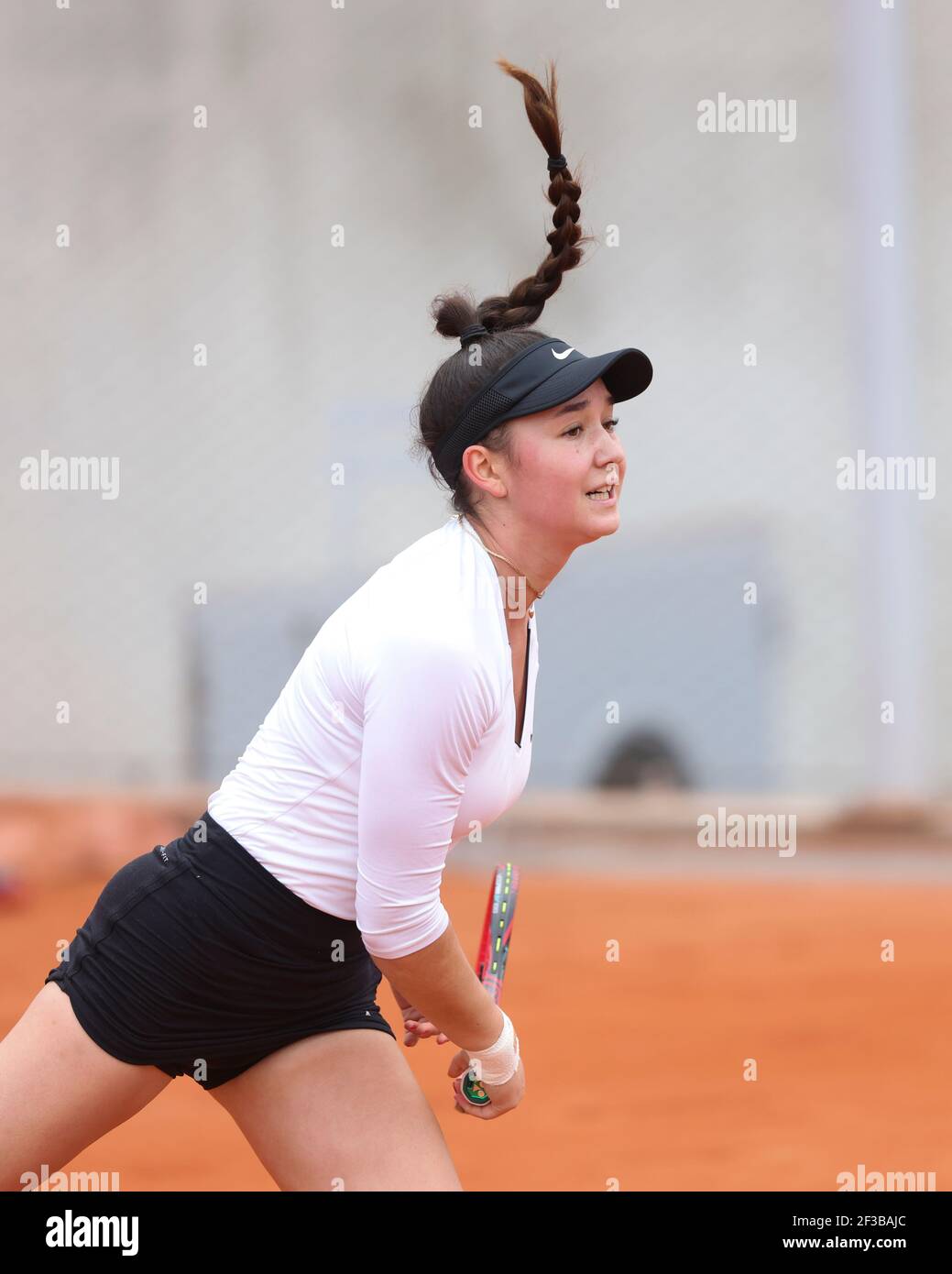 German junior tennis player Eva Lys playing a service shot during French  Open 2020, Paris, France, Europe Stock Photo - Alamy