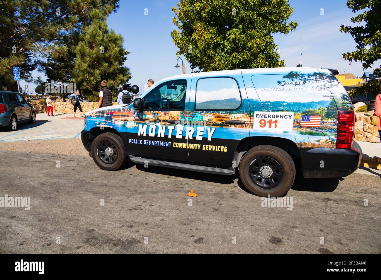 Monterey Police Department Community Services Chevrolet patrol vehicle. Old Monterey, California, United States of America. Stock Photo