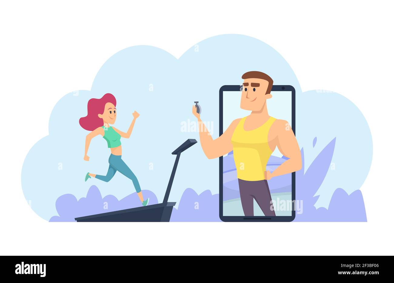 Online fitness coach. Personal training vector concept. Online training  vector illustration with running girl Stock Vector Image & Art - Alamy