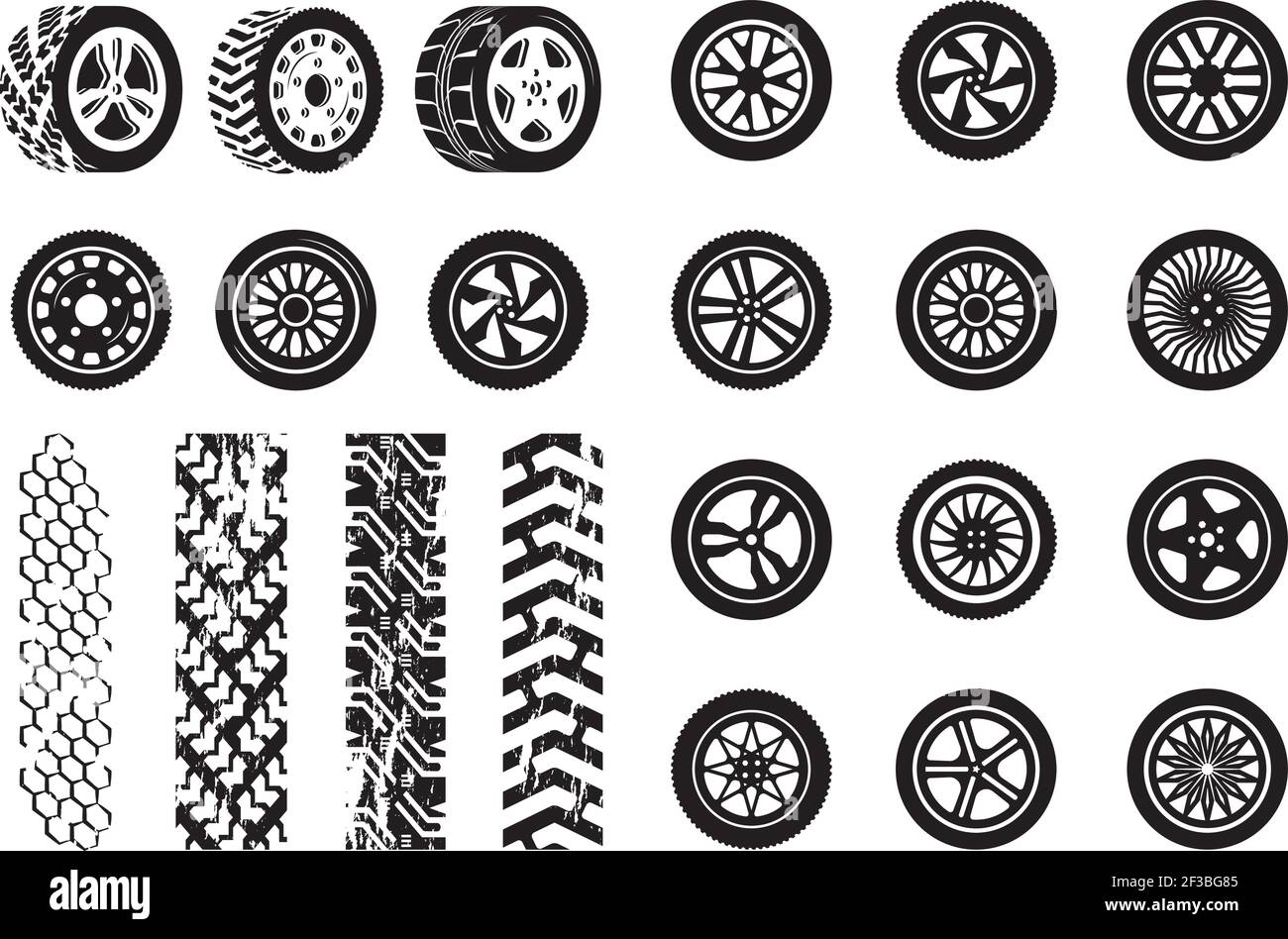 Tire texture. Car wheel rubber tires picture silhouettes vector template  Stock Vector Image & Art - Alamy