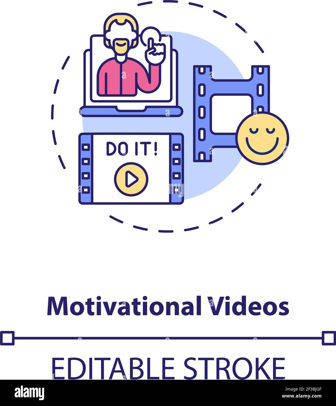 Motivational videos concept icon Stock Vector