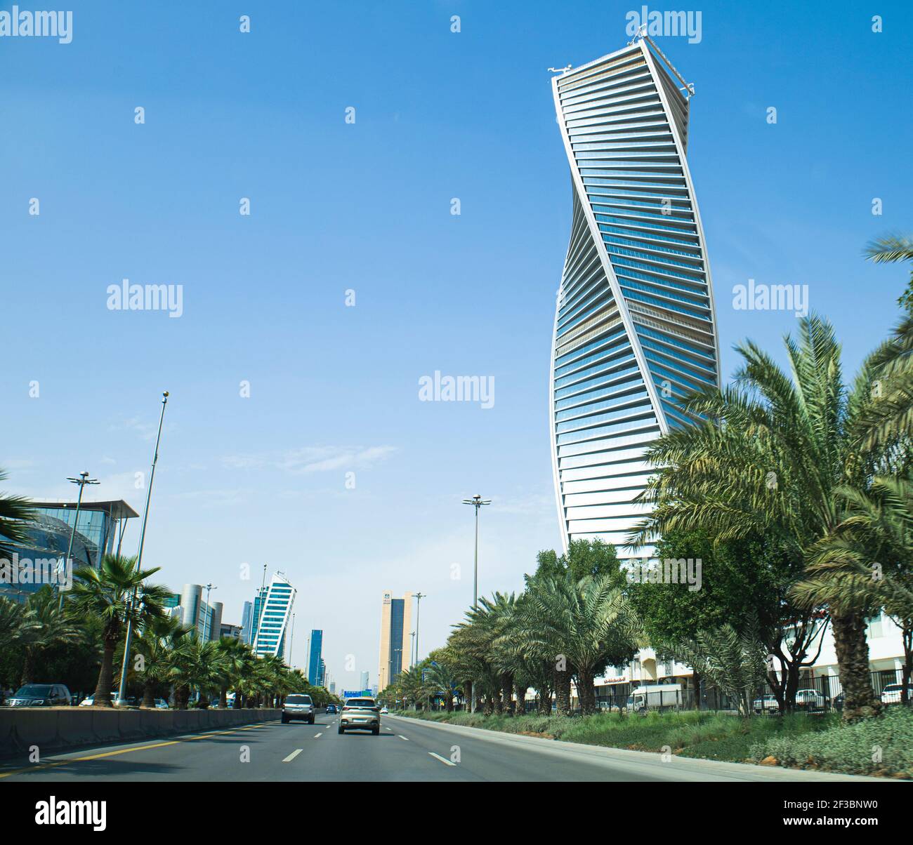 Riyadh City - Saudi Arabia - tower - Street - Modern Architecture Design - Twist building Stock Photo