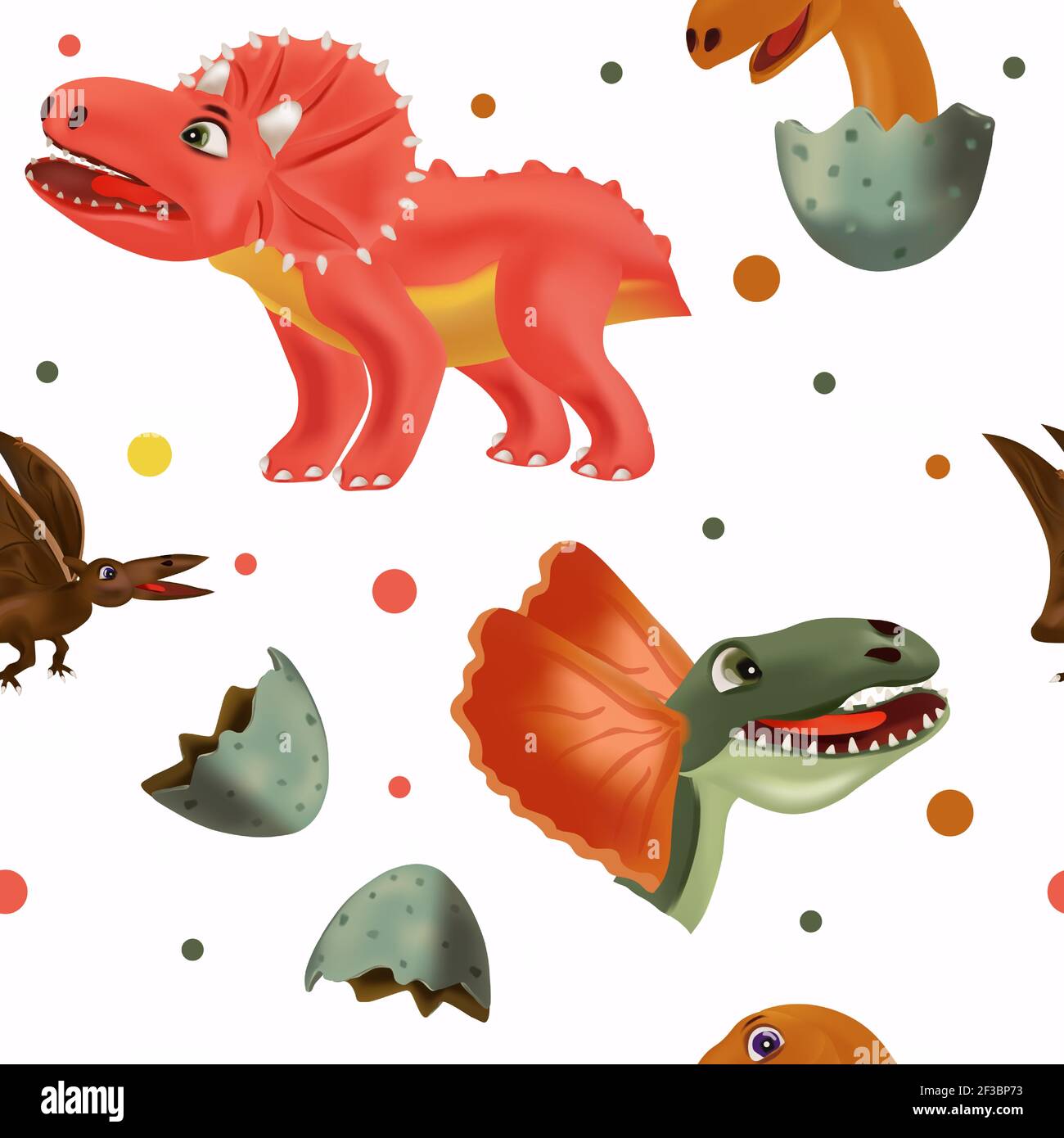 Vector seamless with Dinosaur and eggs for your design textile, wallpapers,  fabric, posters. Funny dinosaurs and Pterodactyl hatching from an egg.  Vector illustration Stock Vector Image & Art - Alamy